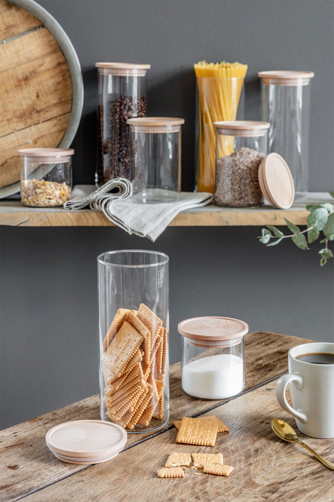 SIMAX Vorratsglas mit Holzdeckel 1500 ml Sicherheitsglas transparent