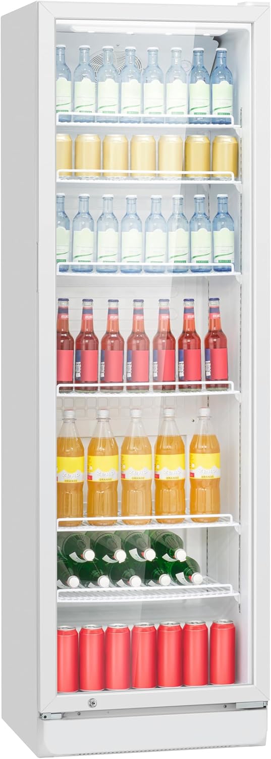 Bomann® Kühlschrank mit Glastür | Getränkekühlschrank abschließbar | 6 höhenverstellbare Ablagen | 30kg je Ablage | 347 Liter | Kühlschrank groß | Flaschenkühlschrank m. LED-Licht | KSG 7351 weiß