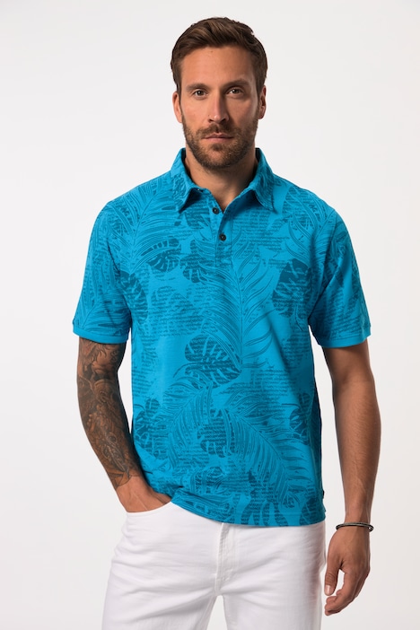 Poloshirt, Halbarm, Piqué, floraler Print, bis 8 XL