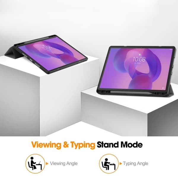 For Lenovo Idea Tab Pro Case Tri-Fold stativdeksel med penneholder - Grå