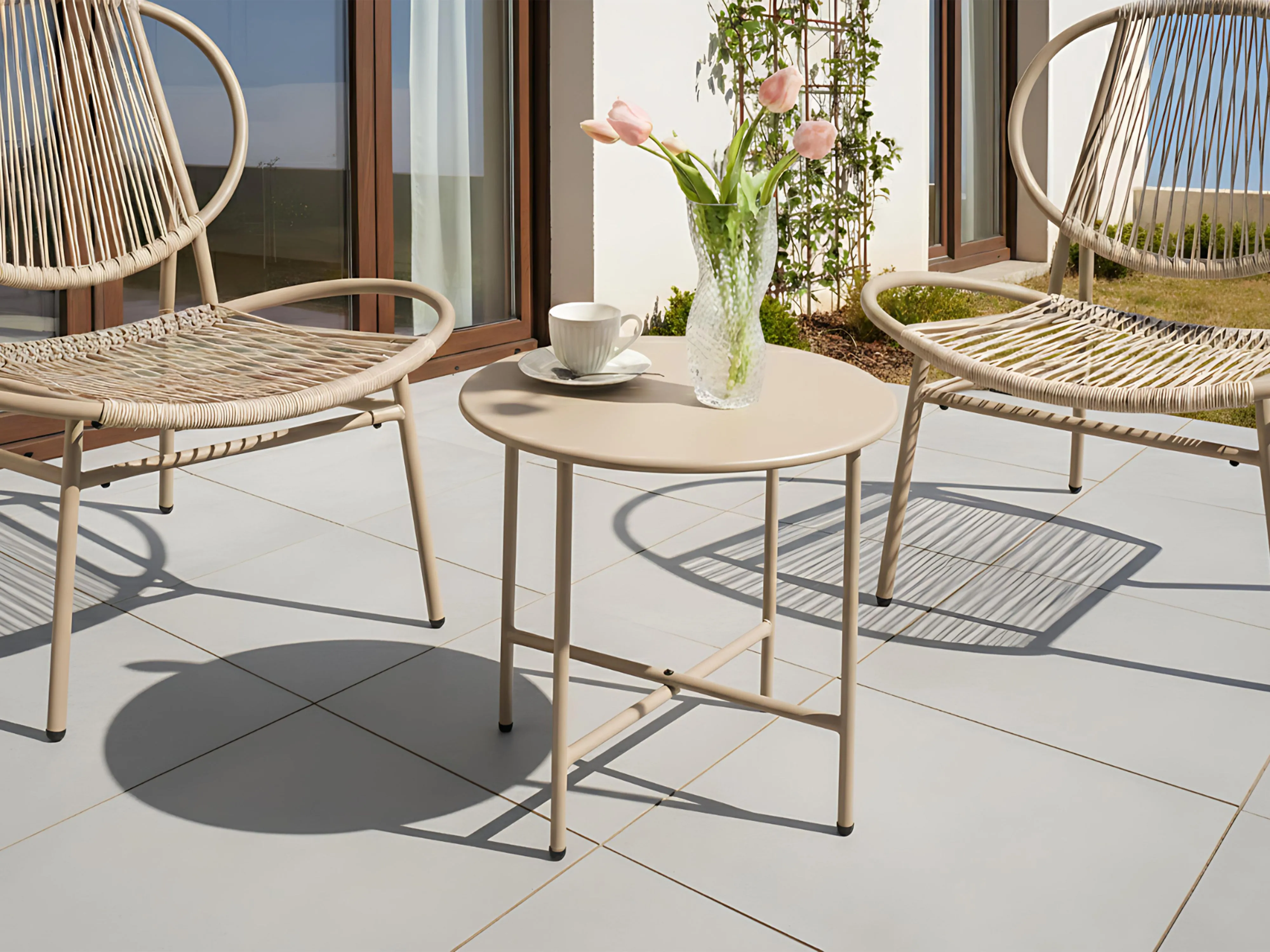 Bistrotafel OVARO 50 cm 50 cm Metaal Beige