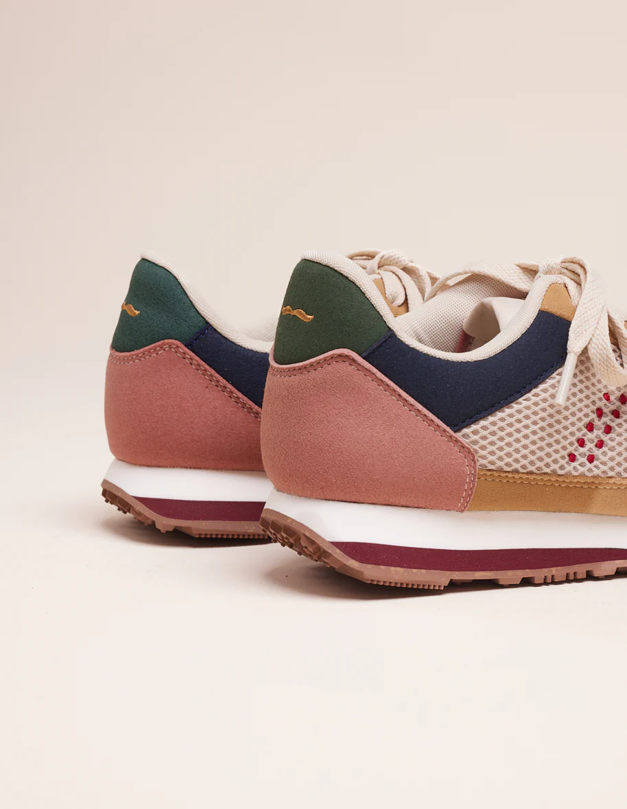 Baskets basses Gabrielle - Suède vegan et mesh bordeaux nude