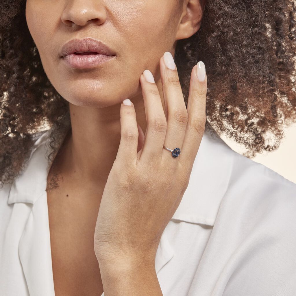 Bague Leona Or Blanc Saphir Diamant