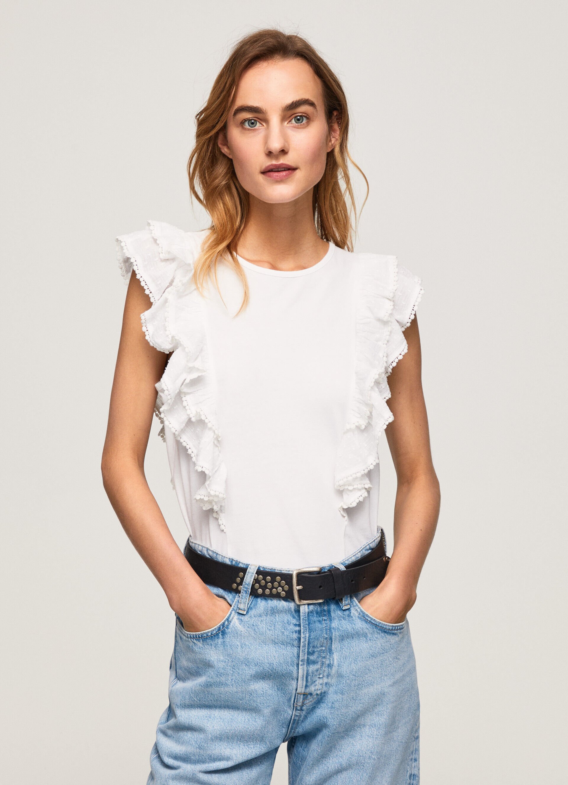 Camiseta PLUMETI com babados - branca