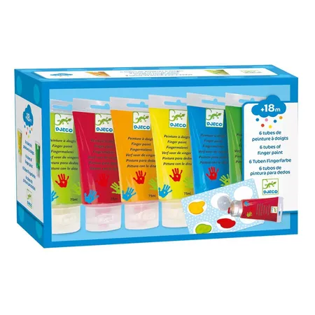 Djeco Farben: 6 Tuben Fingerfarbe