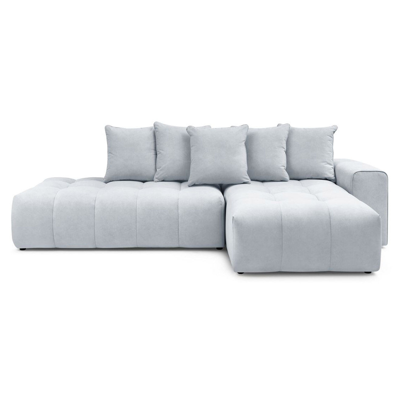 Bobochic Canapé d'angle fixe mont-blanc velours angle droit gris clair - 313x176x97 cm