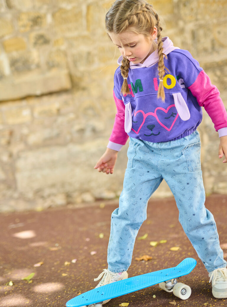 Sweat color block à capuche pour fille