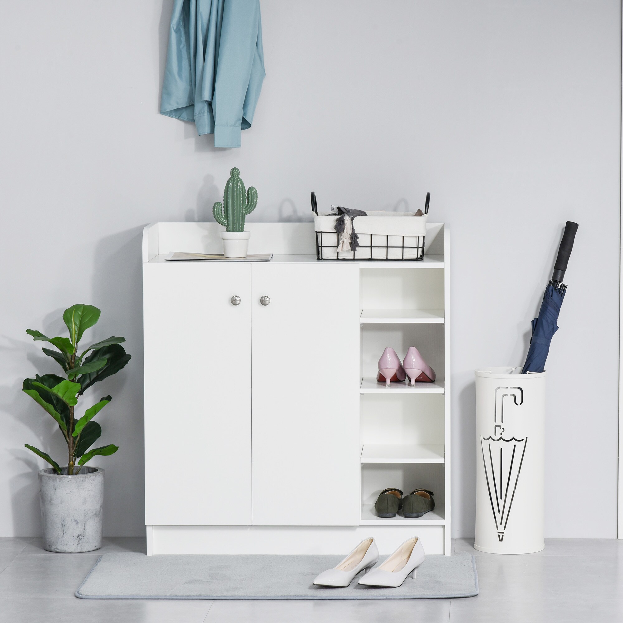 HOMCOM Schuhschrank mit 8 Etagen weiß 80L x 30B x 90Hcm