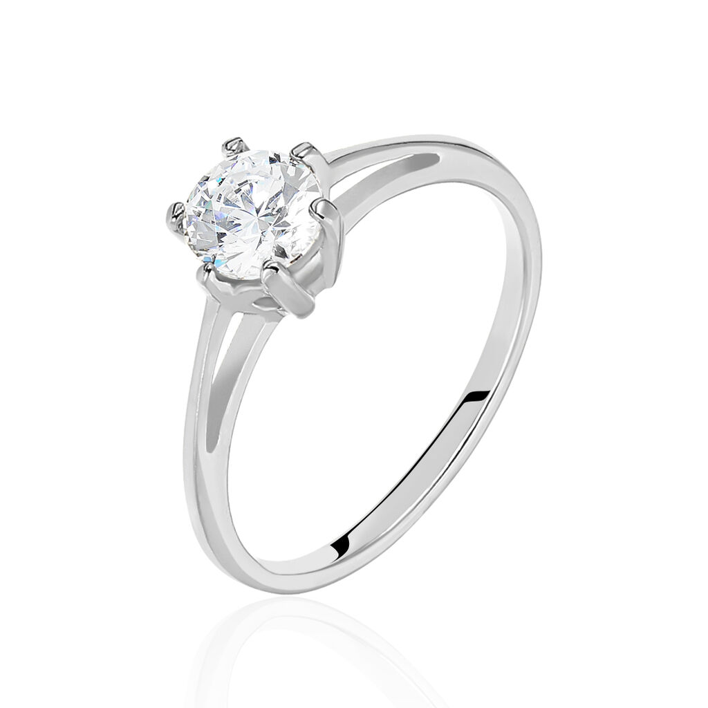 Bague Solitaire Lydia Argent Blanc Oxyde De Zirconium