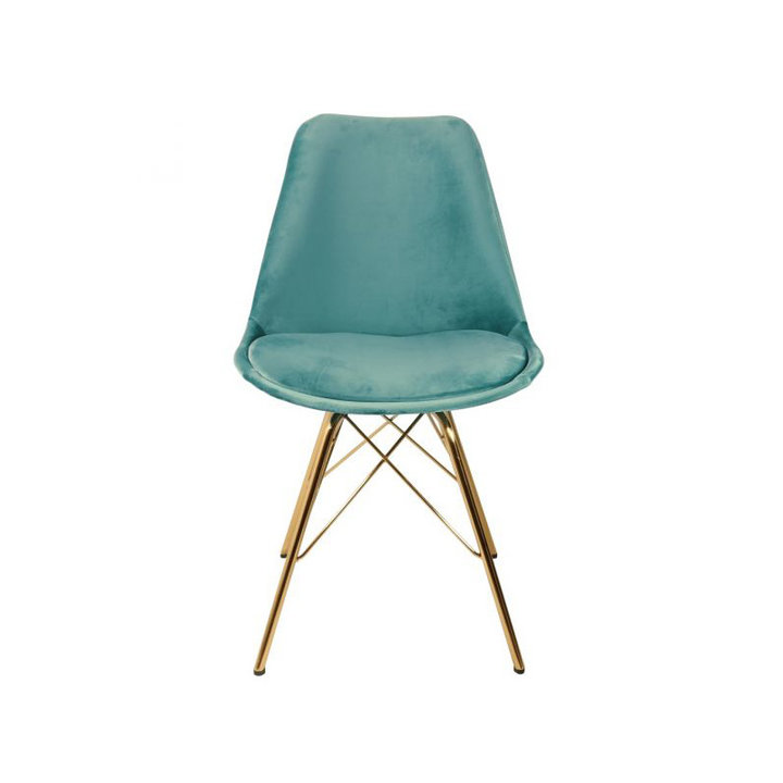 Kick collection - Stoel Velvet Mintgroen - Goud frame