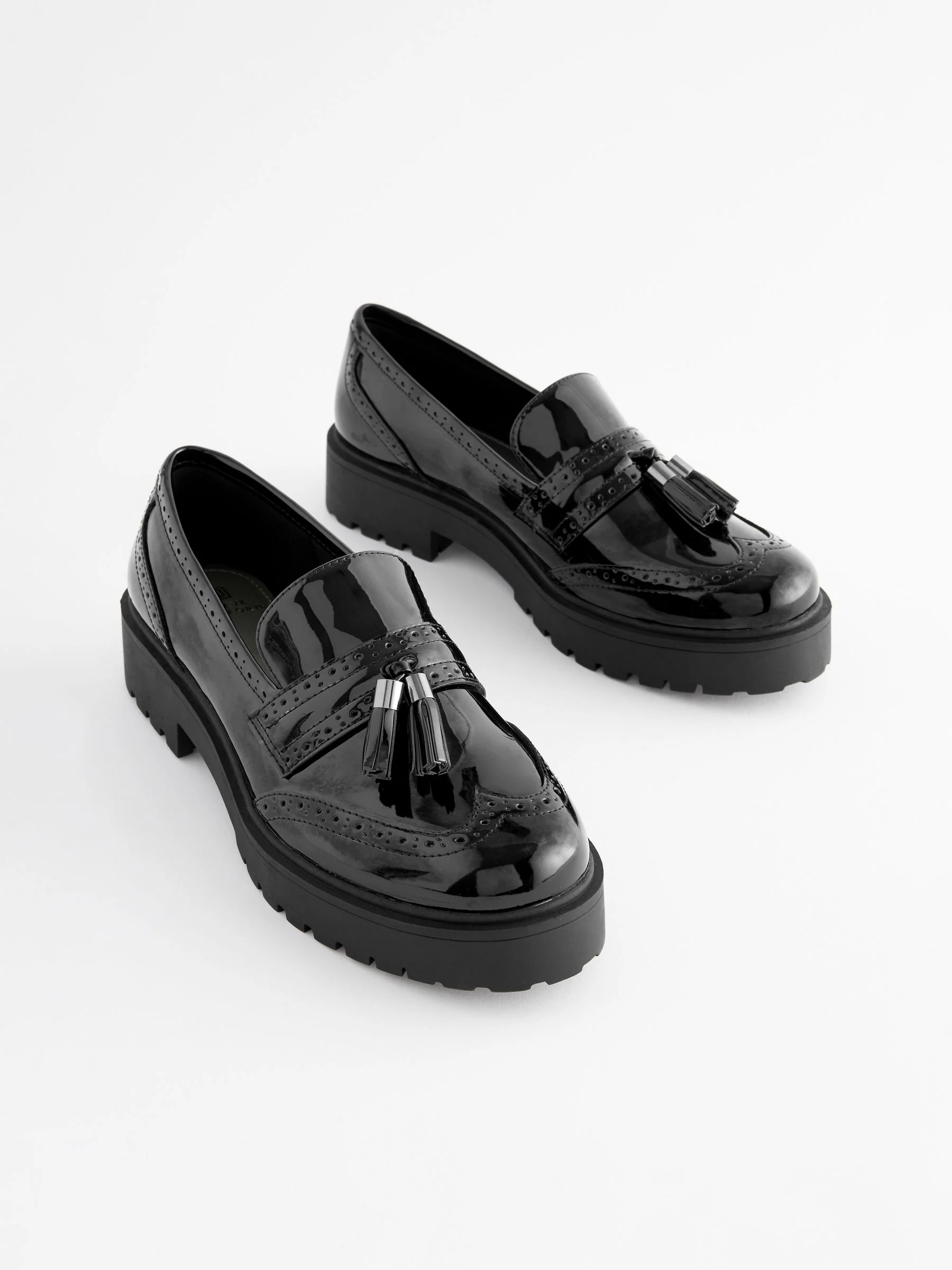Zwart - Patent Forever Comfort® Chunky Brogue Tassel Loafers