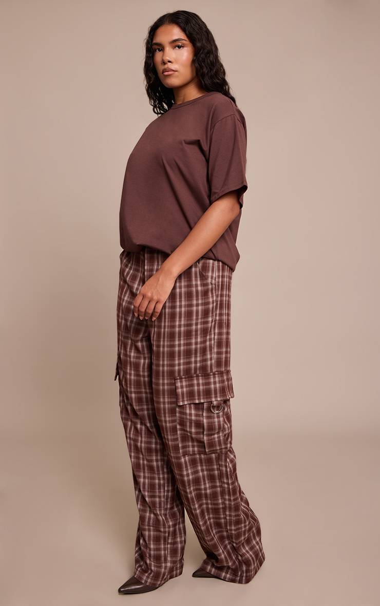 Marron Pantalon Cargo Taille Haute Jambes Larges Avec Boucles Shape