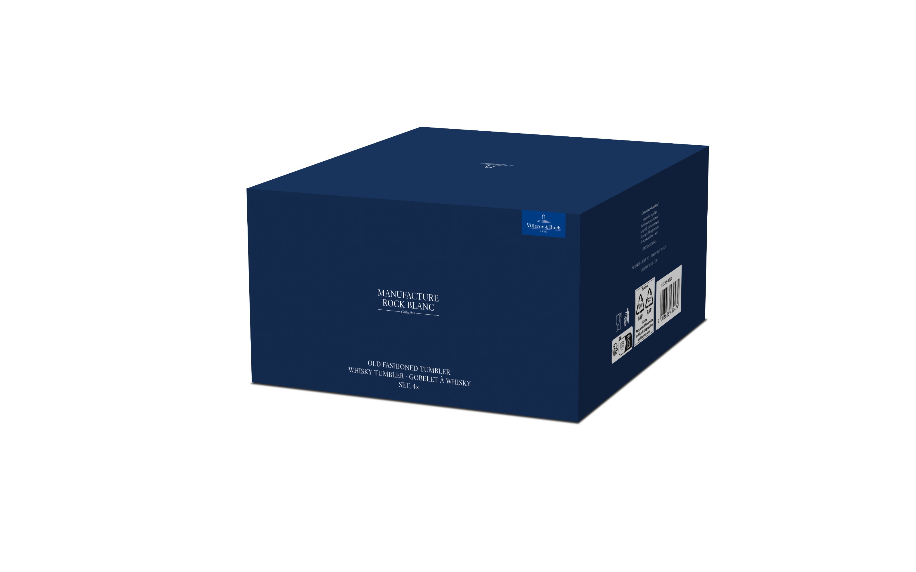 Whisky Tumbler Set Manufacture Rock blanc, klar/weiß, 4-teilig