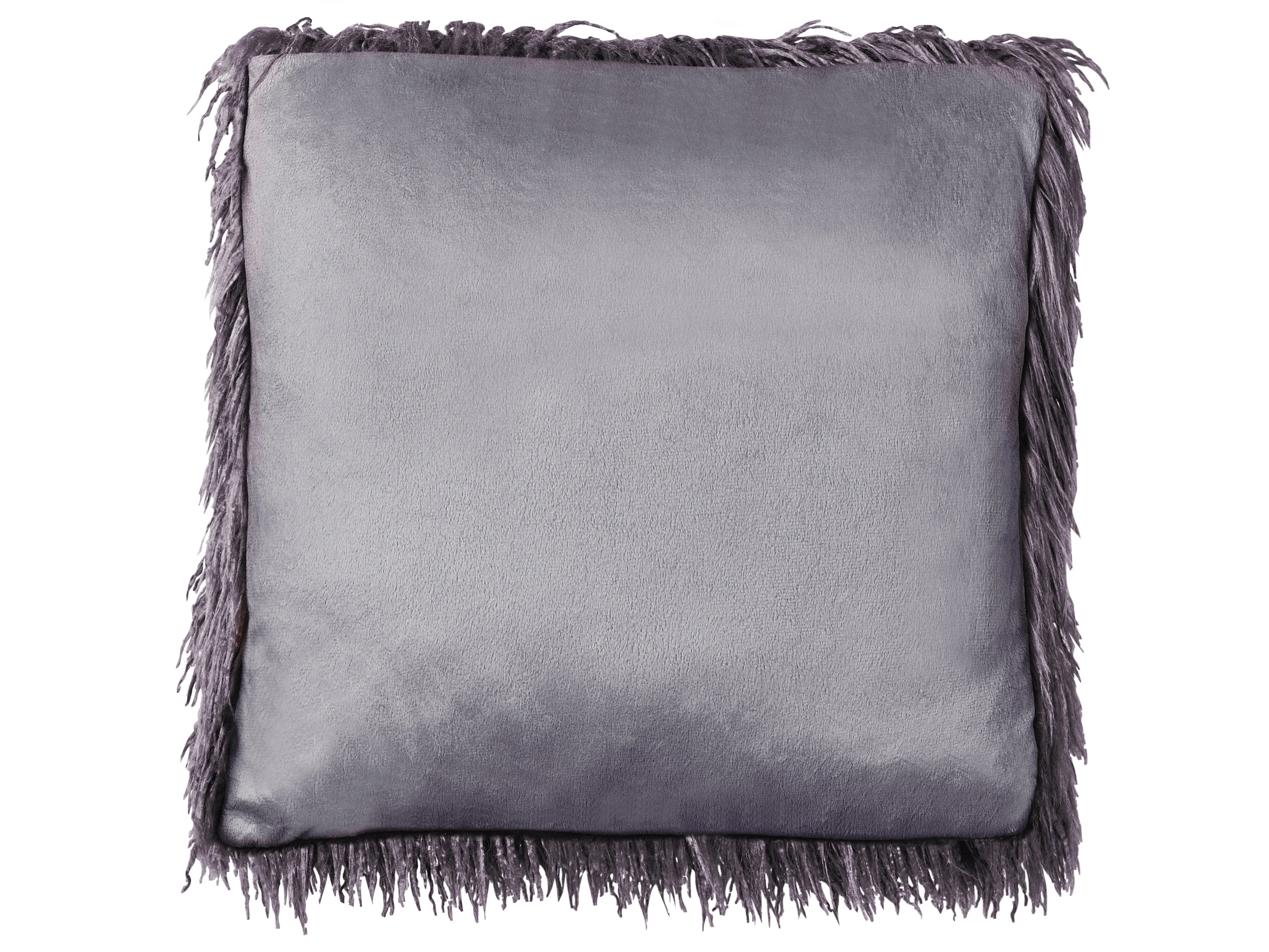 Set van 2 sierkussens COROKIA Nepbont 45 x 45 cm Donkergrijs effen