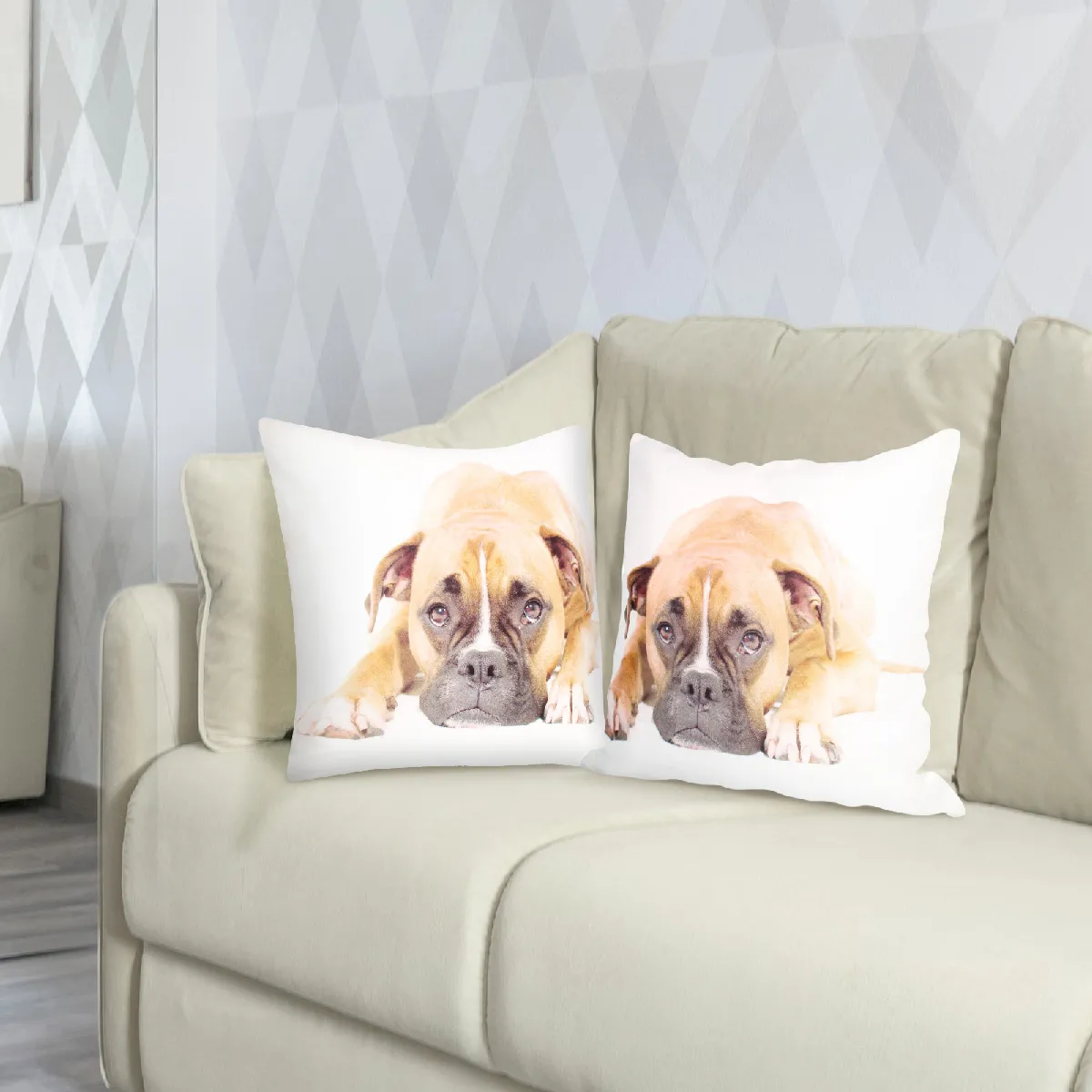 Avizar Lot de 2 Housses de Coussin Motif Chien Boxer