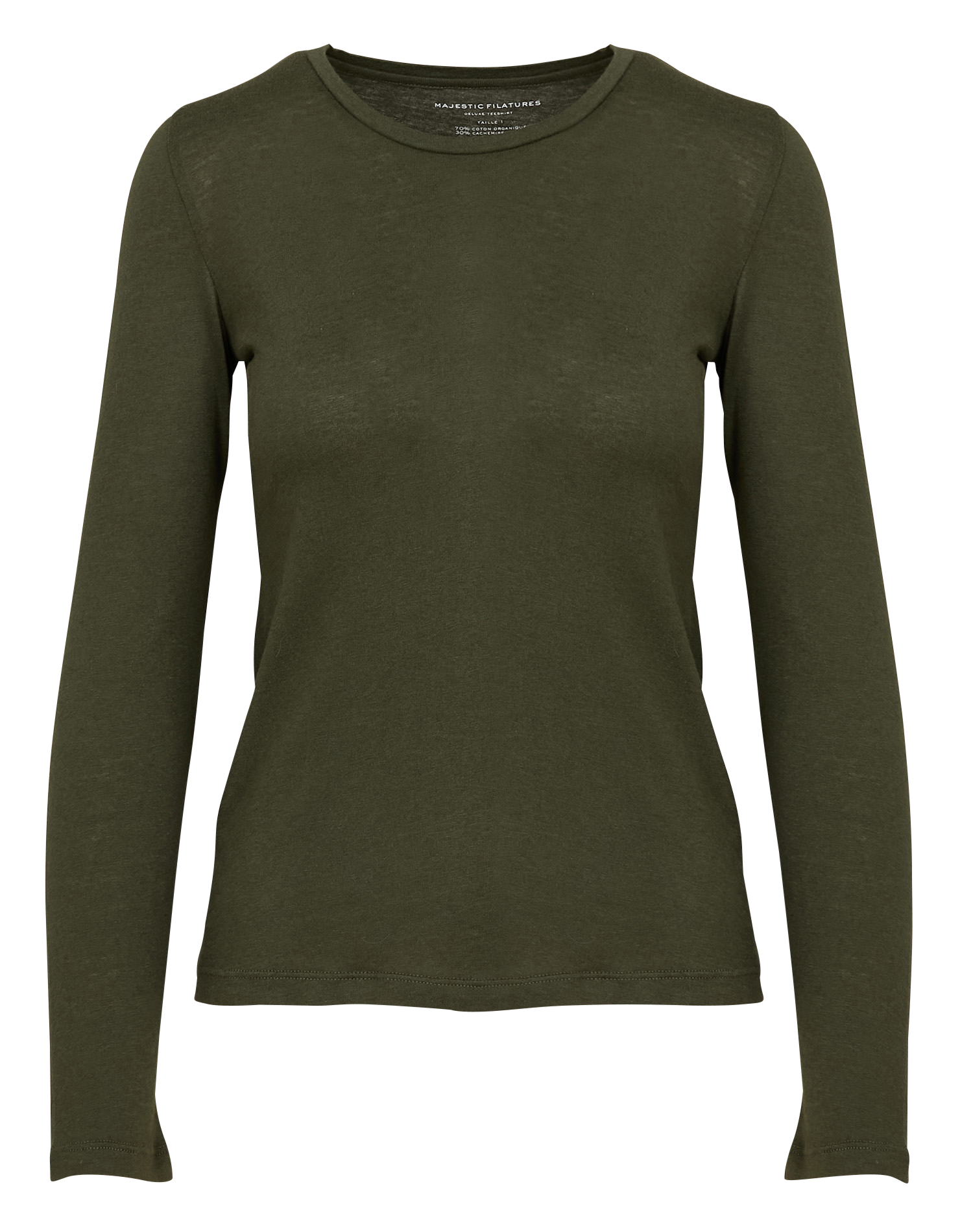 Tee-shirt col rond en coton et cachemire mélangé | Vert