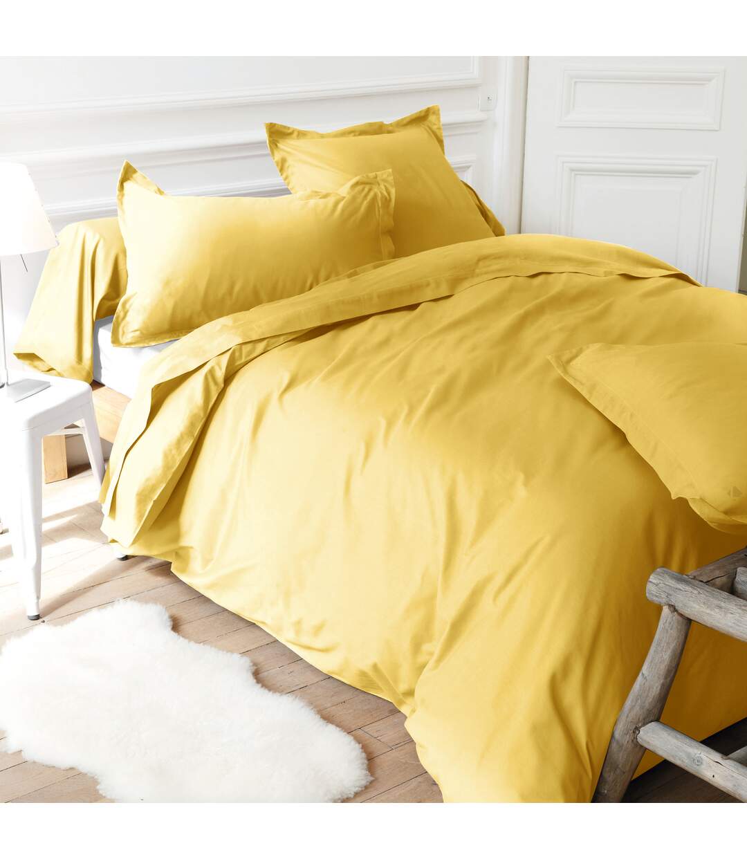 Drap housse uni 70x190 cm 100% coton ALTO jaune bourdon