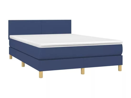 Sommier tapissier avec matelas et LED Bleu 140x190 cm Tissu