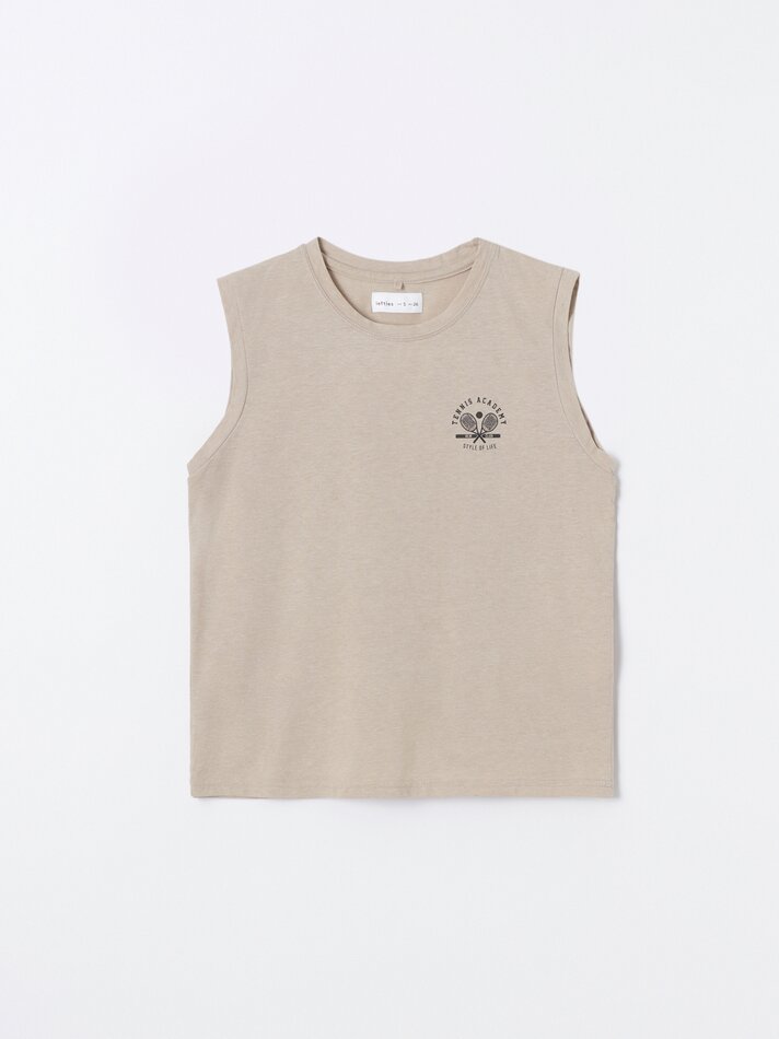Camiseta regata estampada - Areia
