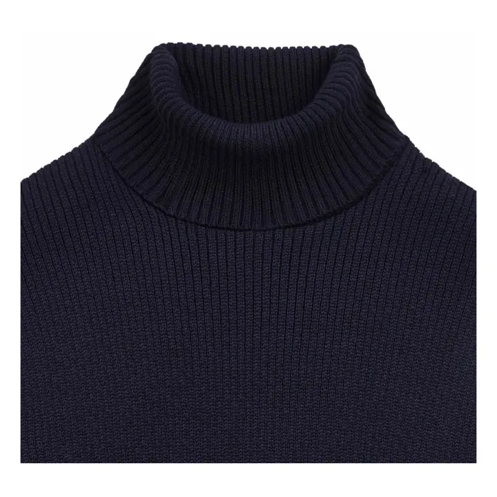 Le Minor Pull Col Roulé Norvégien Laine Mérinos | Bleu marine