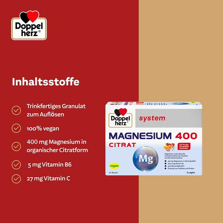 Doppelherz system Magnesium 400 Citrat Granulat, 40 St