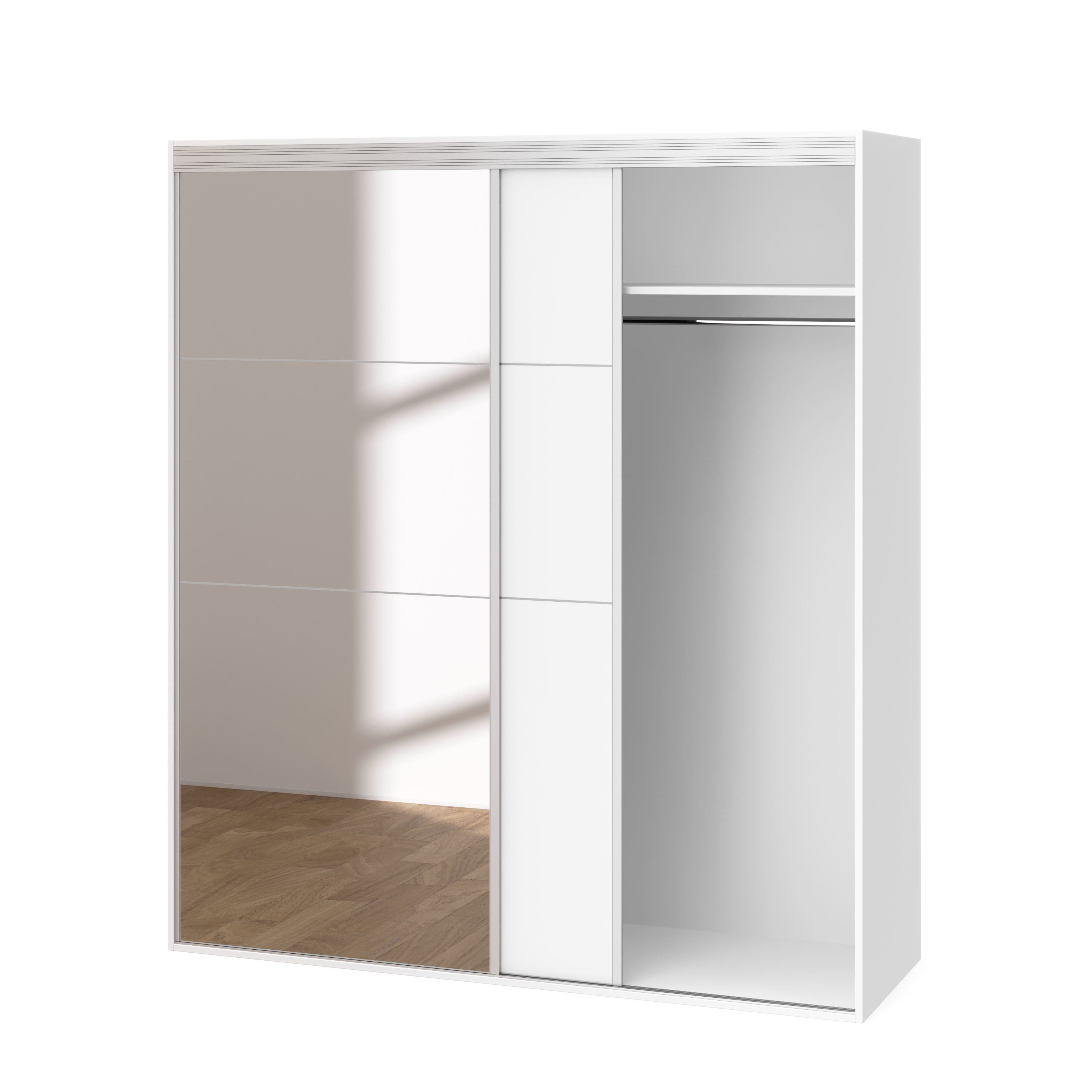 Kleiderschrank Schiebetüren mit Spiegel REVA 180 cm weiss