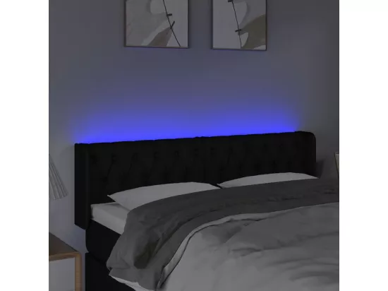 Tête de lit à LED Noir 163x16x78/88 cm Tissu