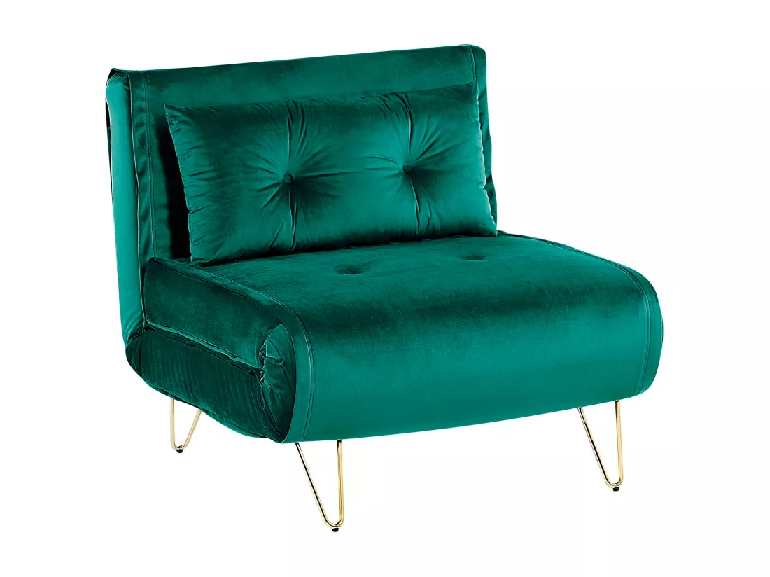 Banquette convertible 1 place en velours vert foncé VESTFOLD