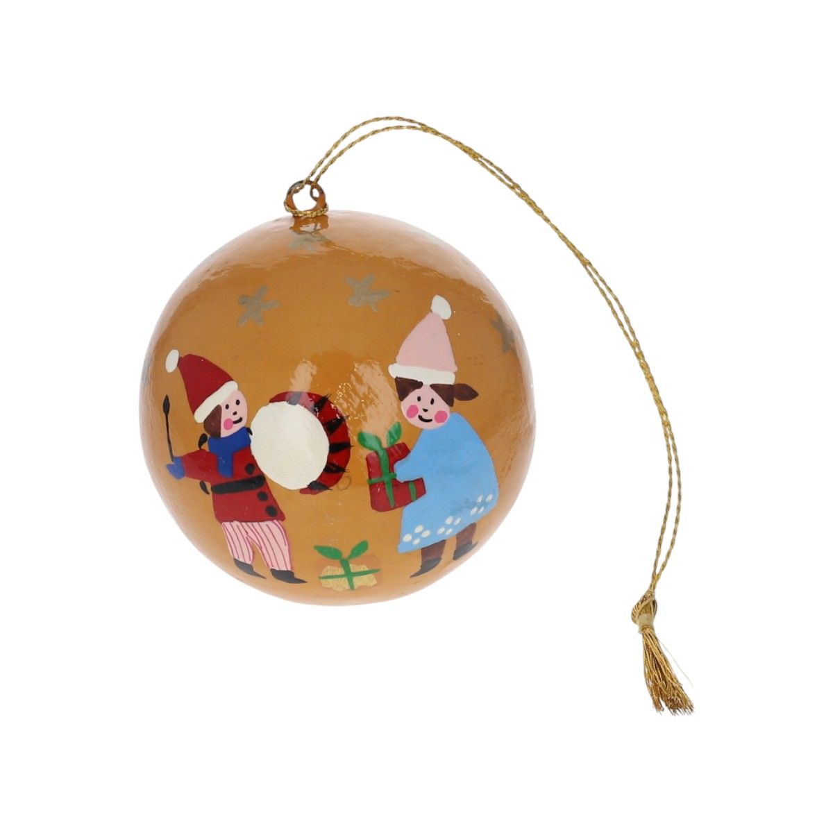 Boule de Noël ocre et tambour Atelier jasmin