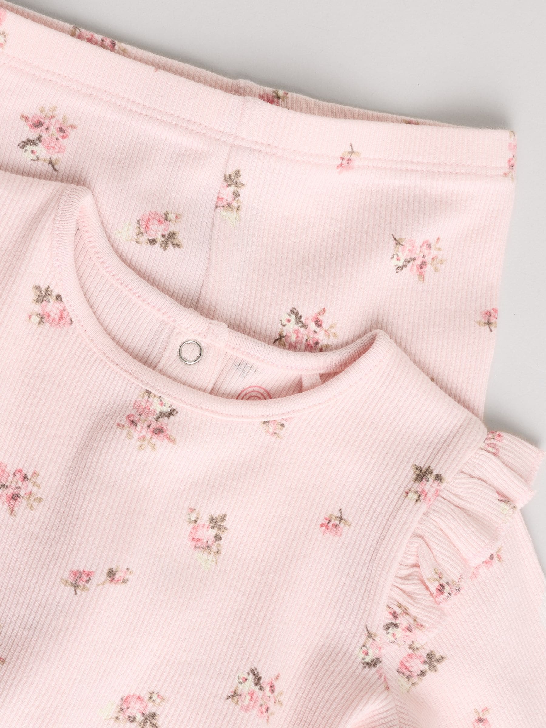 Roze met vrolijke print - Set met babyfriltop met lange mouwen en legging (0mnd-2jr)