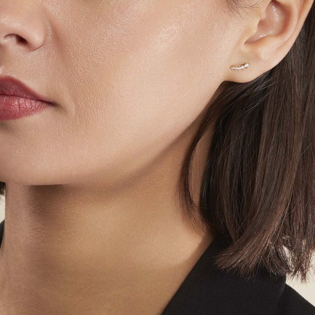 Boucles D'oreilles Puces Youssa Barrettes Or Jaune Oxyde De Zirconium