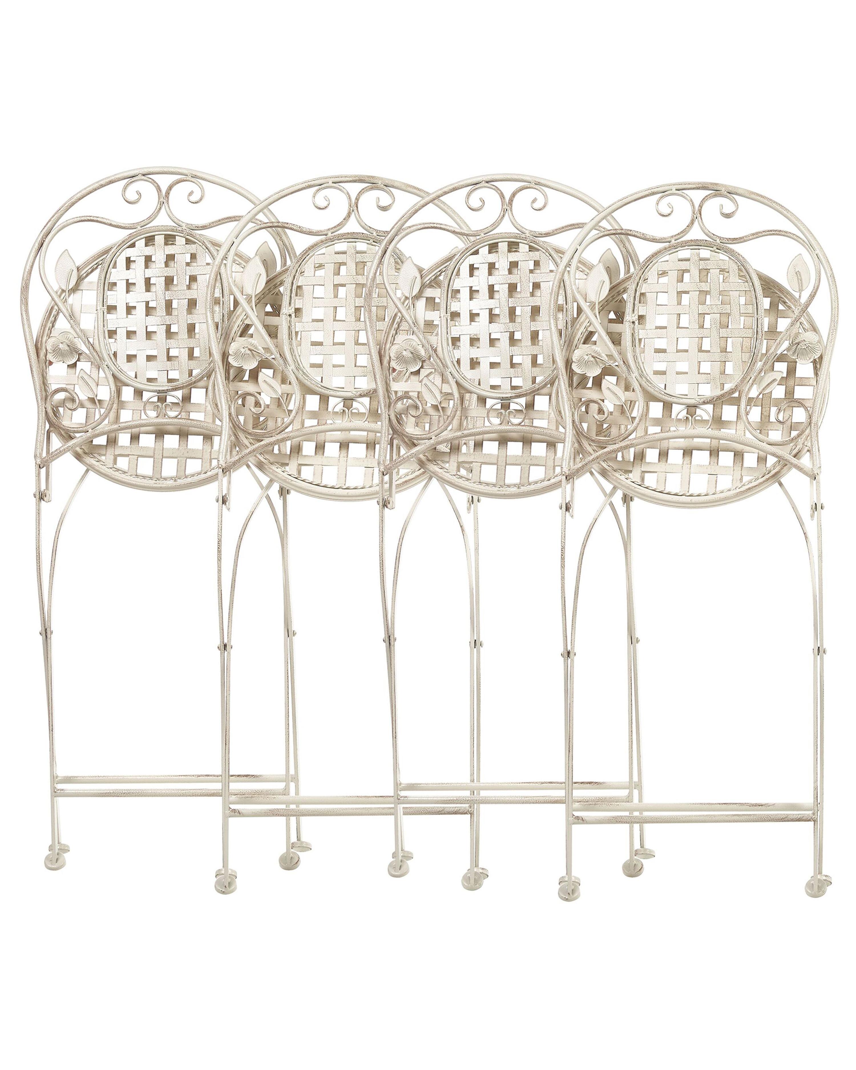 Set van 4 tuinstoelen BIVIO inklapbaar Metaal Gebroken wit