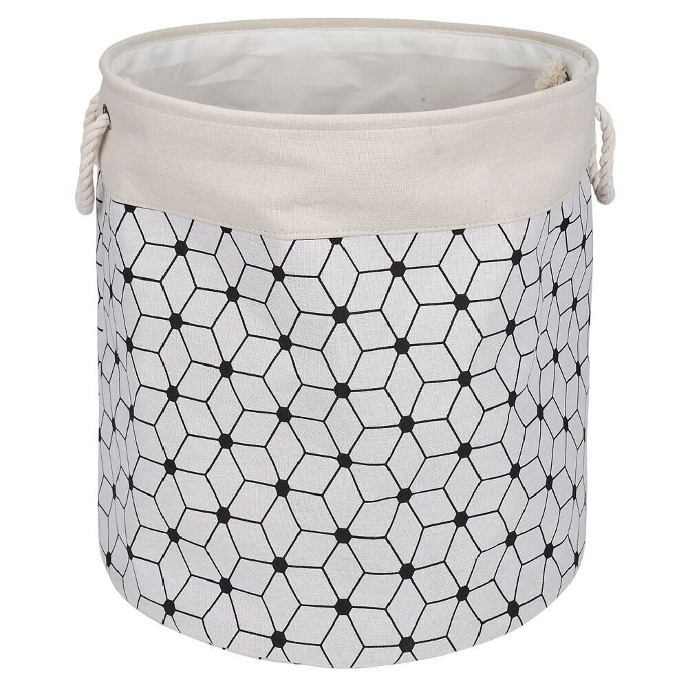 Panière à linge souple 72L motifs géométriques polyester beige