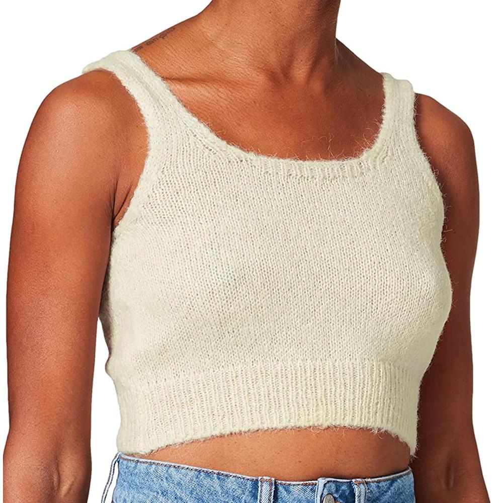 Pieces Top en maille Écru Femme Pieces Felipa