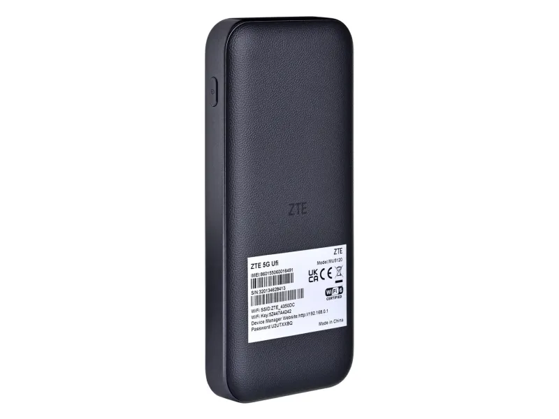 ZTE MU5120, Cellulær netværksmodem, Sort, Wi-Fi 6 (802.11ax), Batteri, 33 W, 159 mm