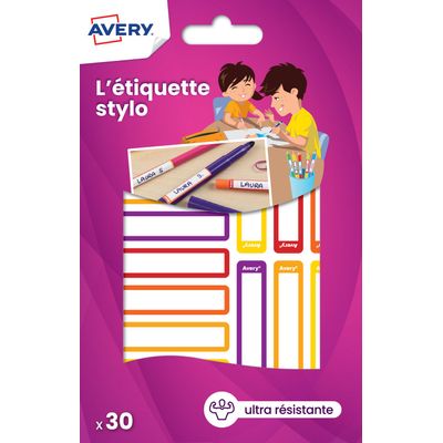 Avery - 30 Étiquettes adhésives pour stylos - 50 x 10 mm - jaune/orange