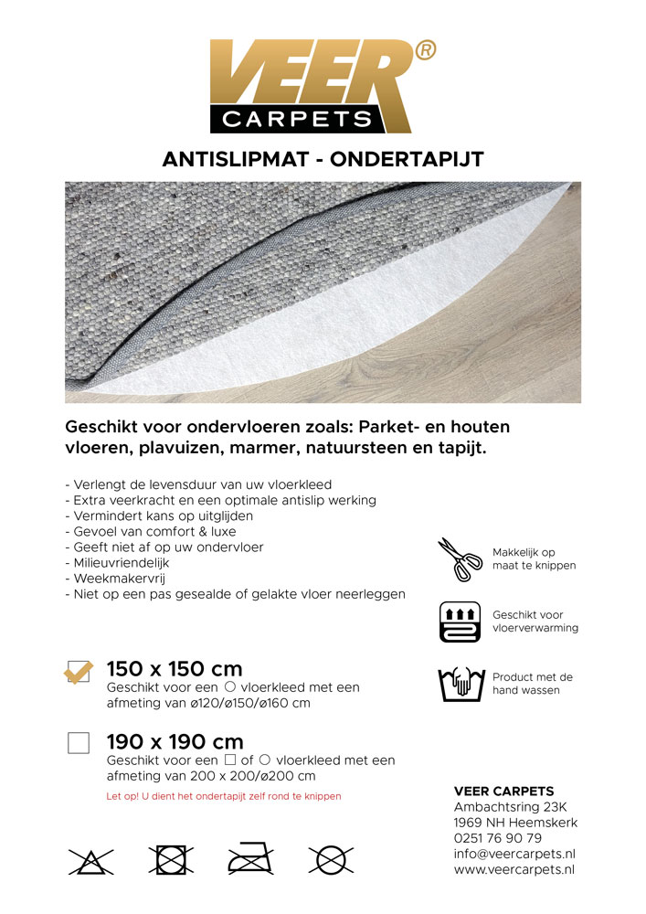 Antislip Ondervloerkleed 150x150 cm