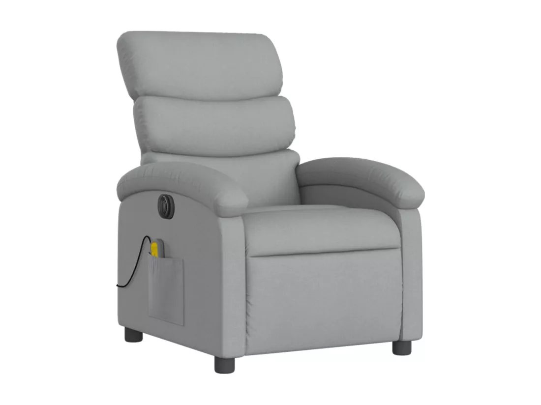 Fauteuil massant inclinable électrique gris clair tissu