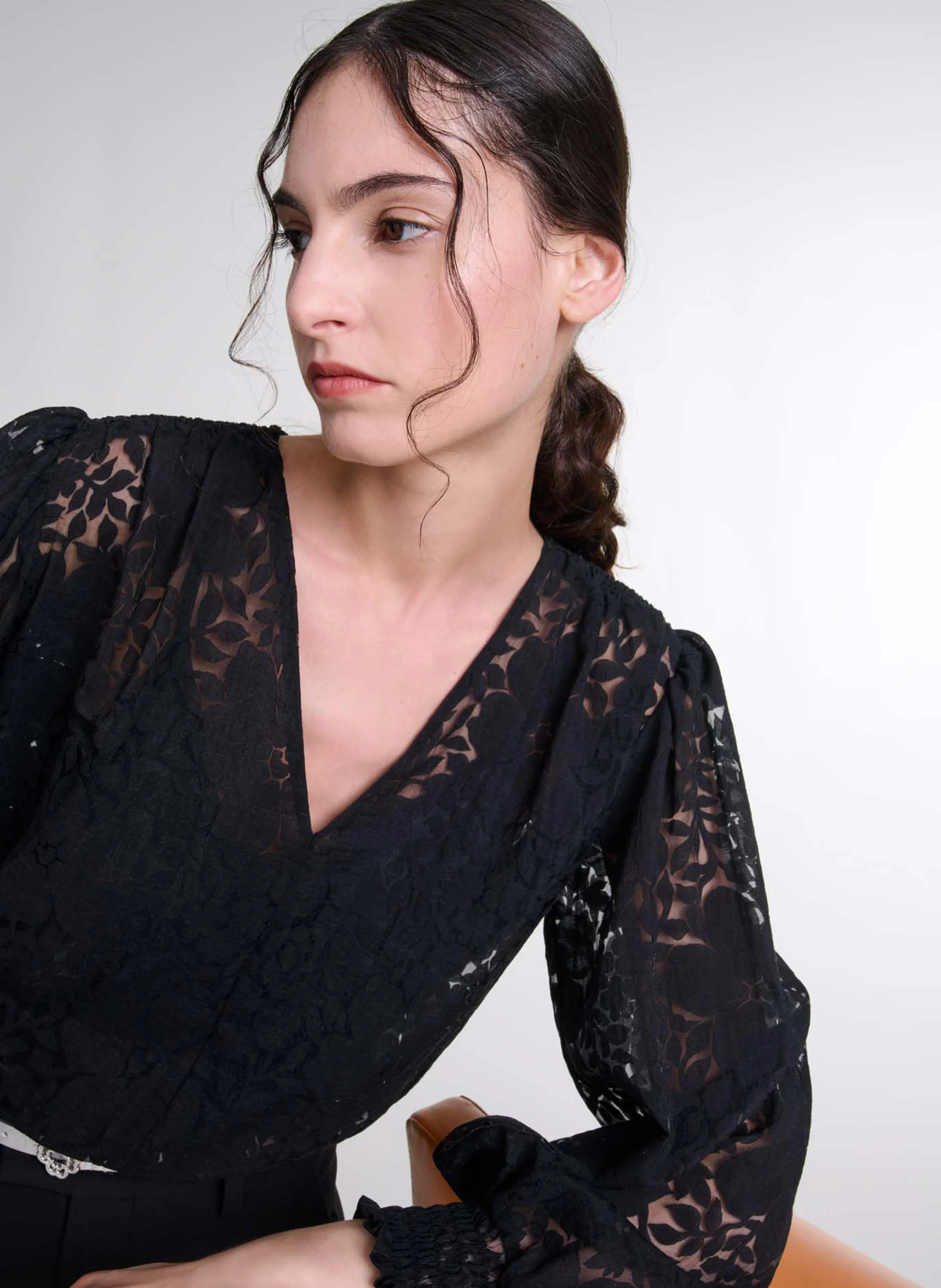 Top manches longue à motifs | Noir
