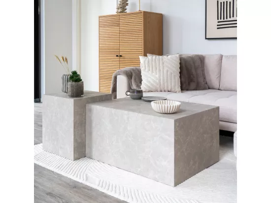 Prague - Table d'appoint effet marbre - Beige