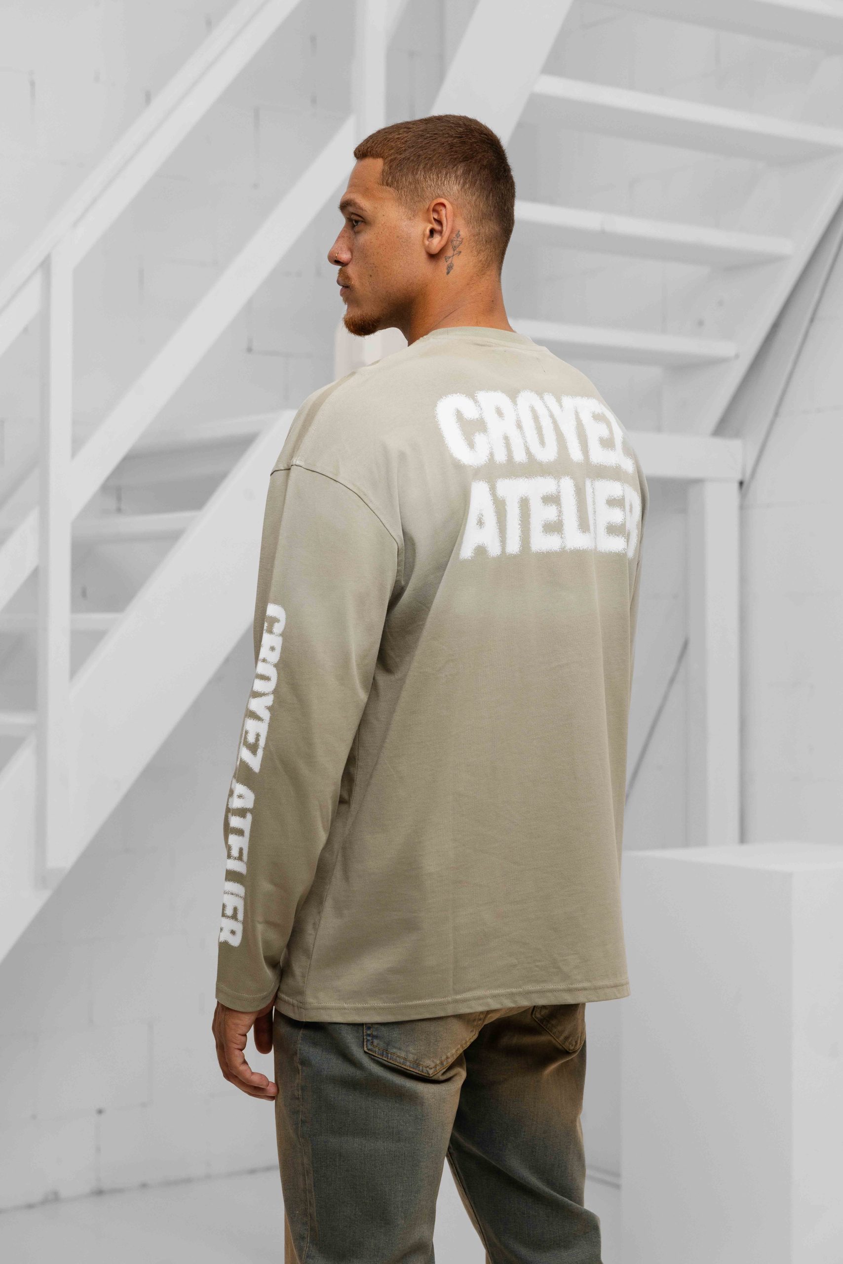 Croyez Sprayed Atelier Longsleeve T-Shirt Heren Groen