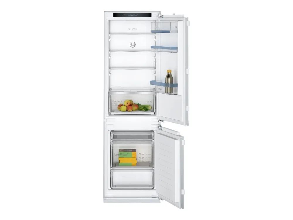 Bosch Serie | 4 KIV86VFE1 - Køleskab/fryser - bund-fryser - til indbygning - niche - bredde: 56 cm - dybde: 55 cm - højde: 177.5 cm - 267 liter - Klasse E - Fladhængsel