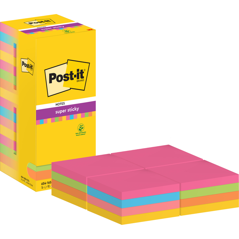 Post-it Haftnotizen Super Sticky Meeting, 76 x 76 mm, 16 x 90 Blatt
