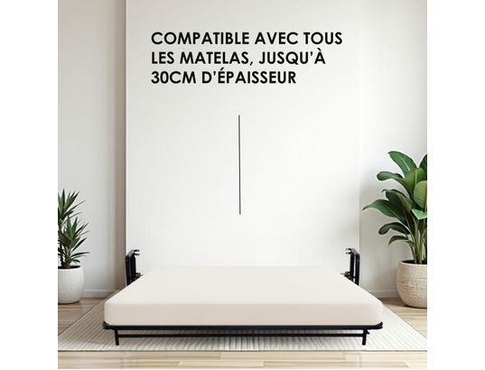 WALLBEDKING - Lit escamotable murphy, 140x190 vertical, classique