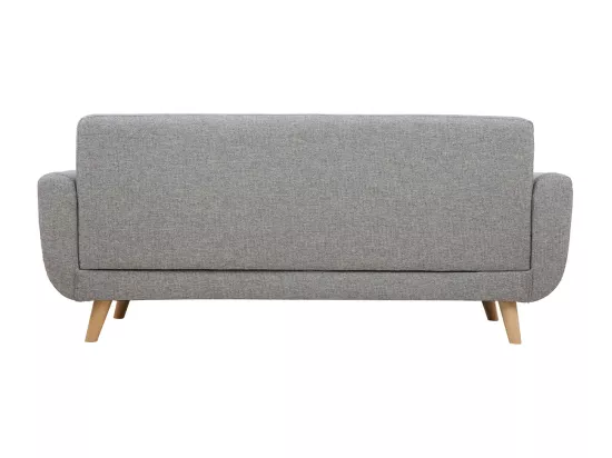 Canapé scandinave 3 places en tissu gris clair et bois clair PURE