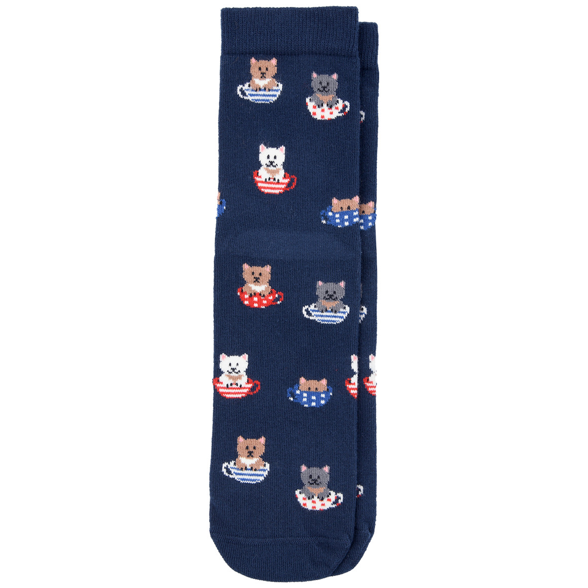 Gina Benotti 1 Paar Damen Socken mit Katzen-Motive dunkelblau