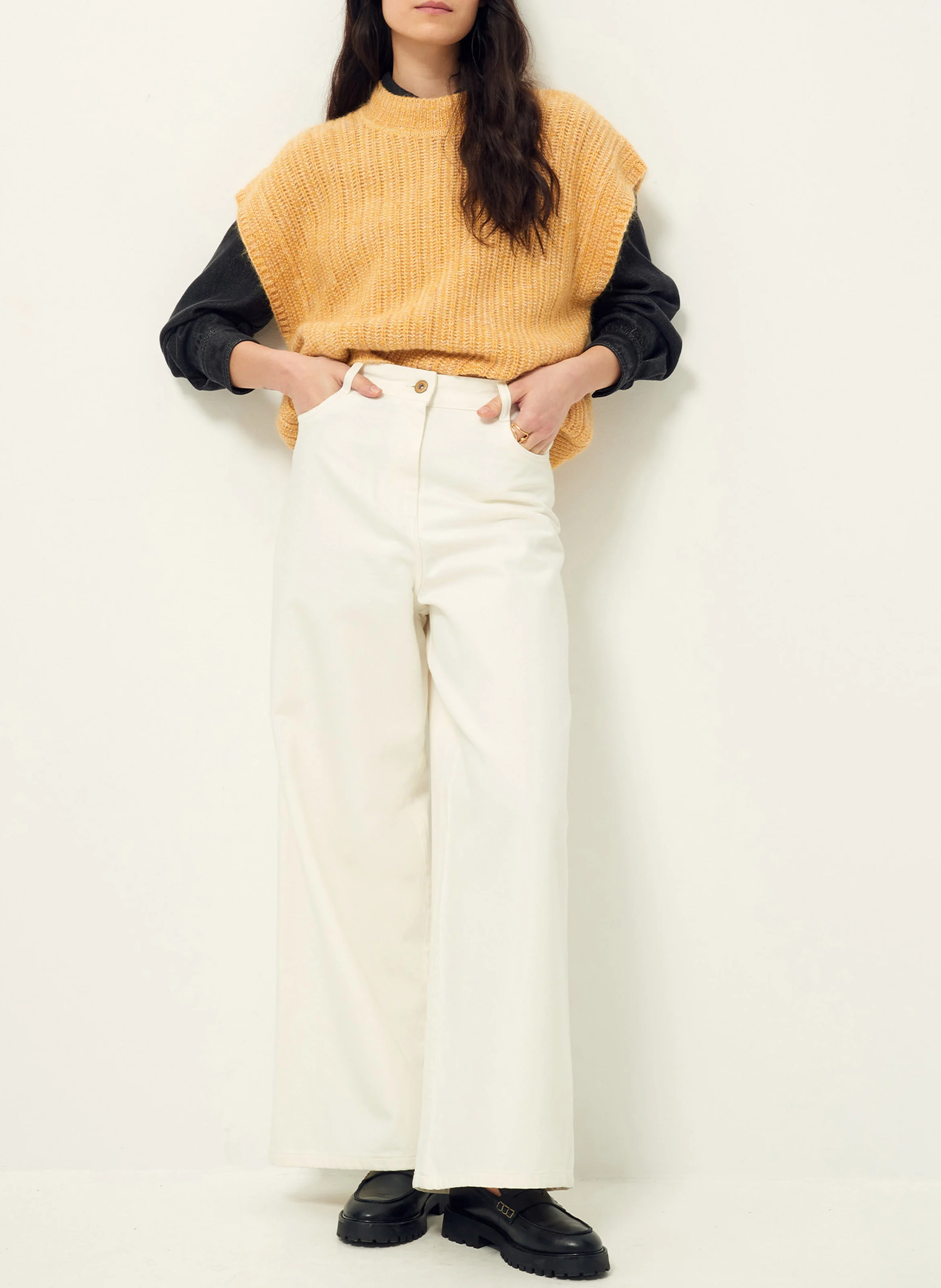 AMEBA - Pull col rond sans manches | Jaune