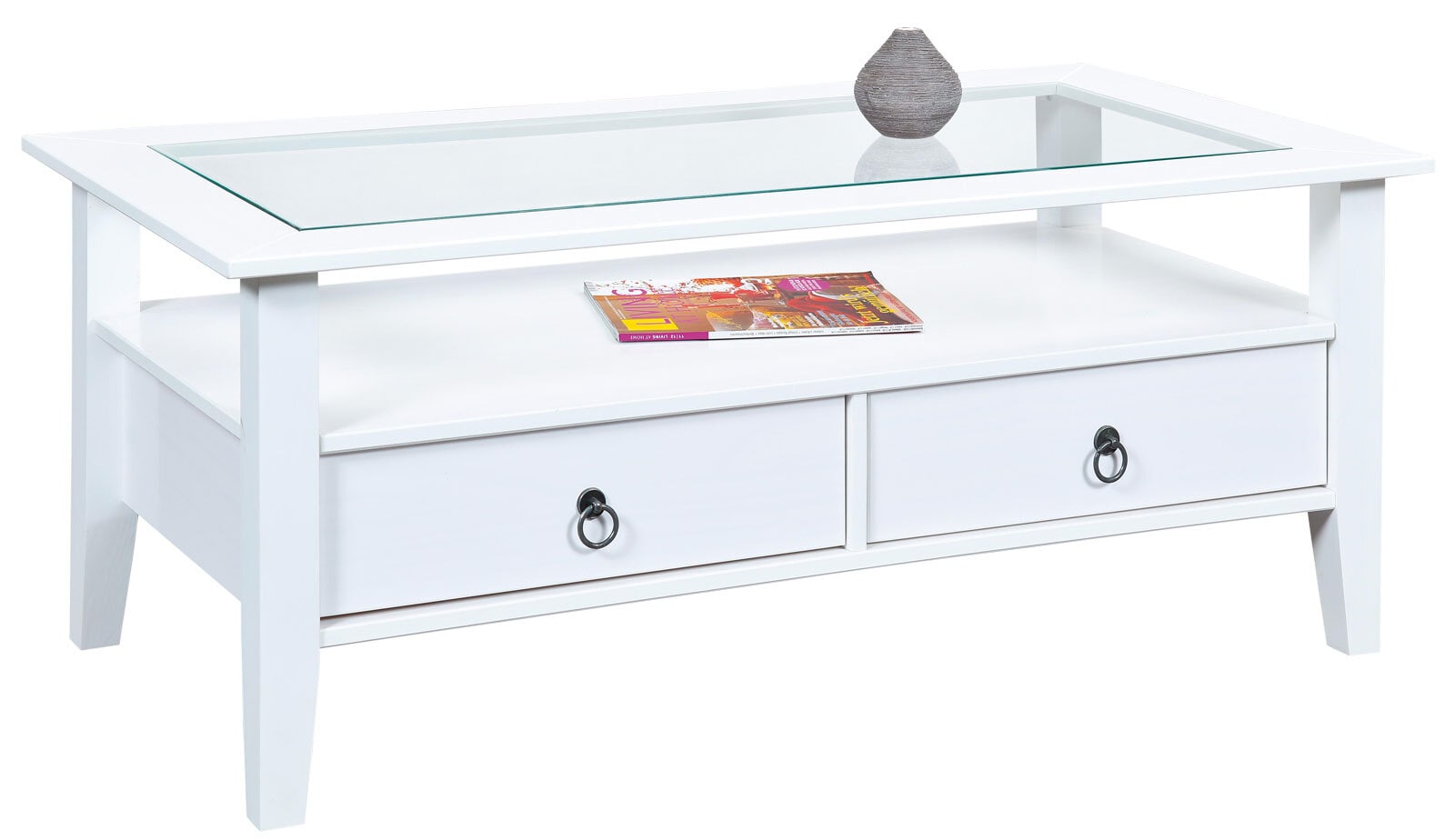 Couchtisch MAX 115x45x60 cm Massivholz Kiefer weiß