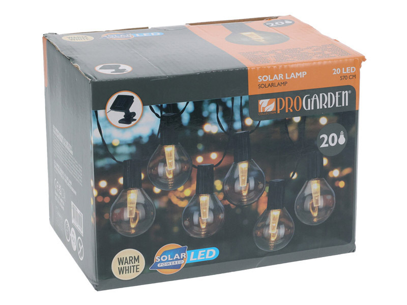 Pro Garden solar getint zwarte lichtslinger - zwart getinte bollen