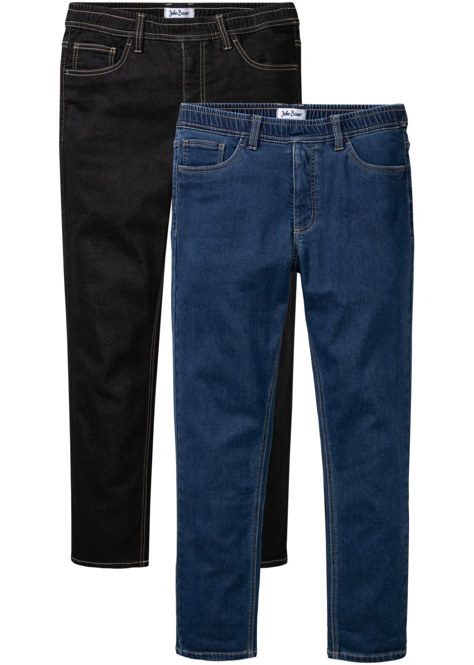 Lot de 2 jeans thermo Regular Fit à taille extensible, Straight